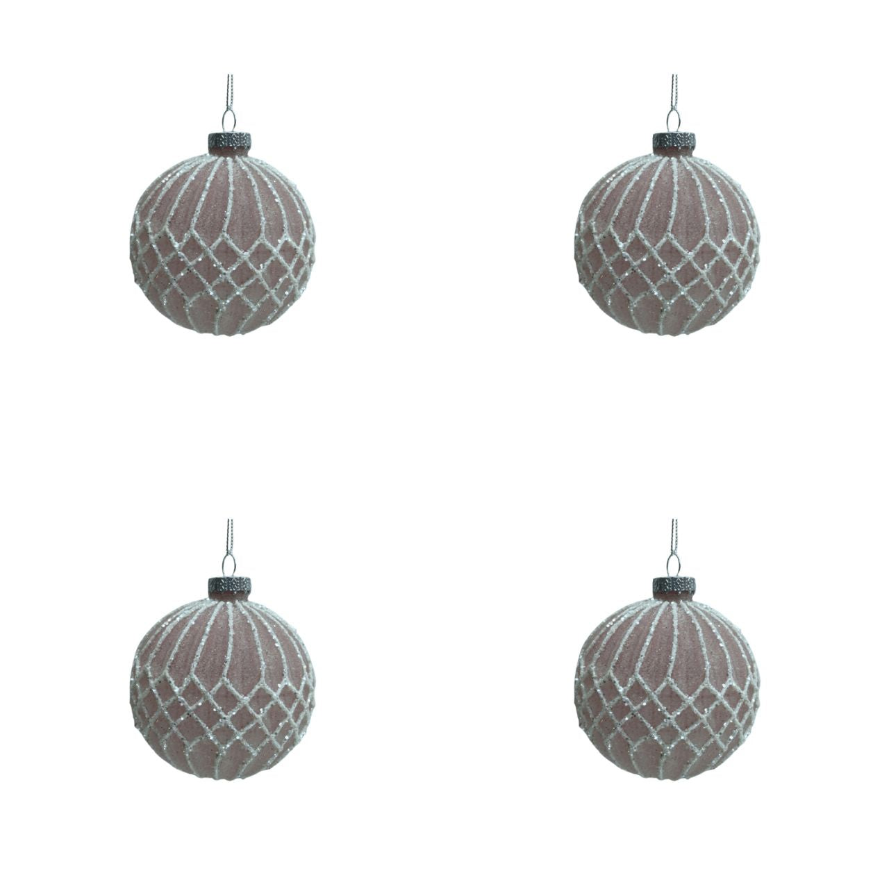4 Stk. Christbaumkugeln mit Karomuster